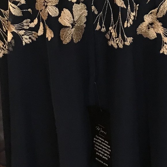 Navy & gold embroidered dress (with tag) - Picture 3 of 9